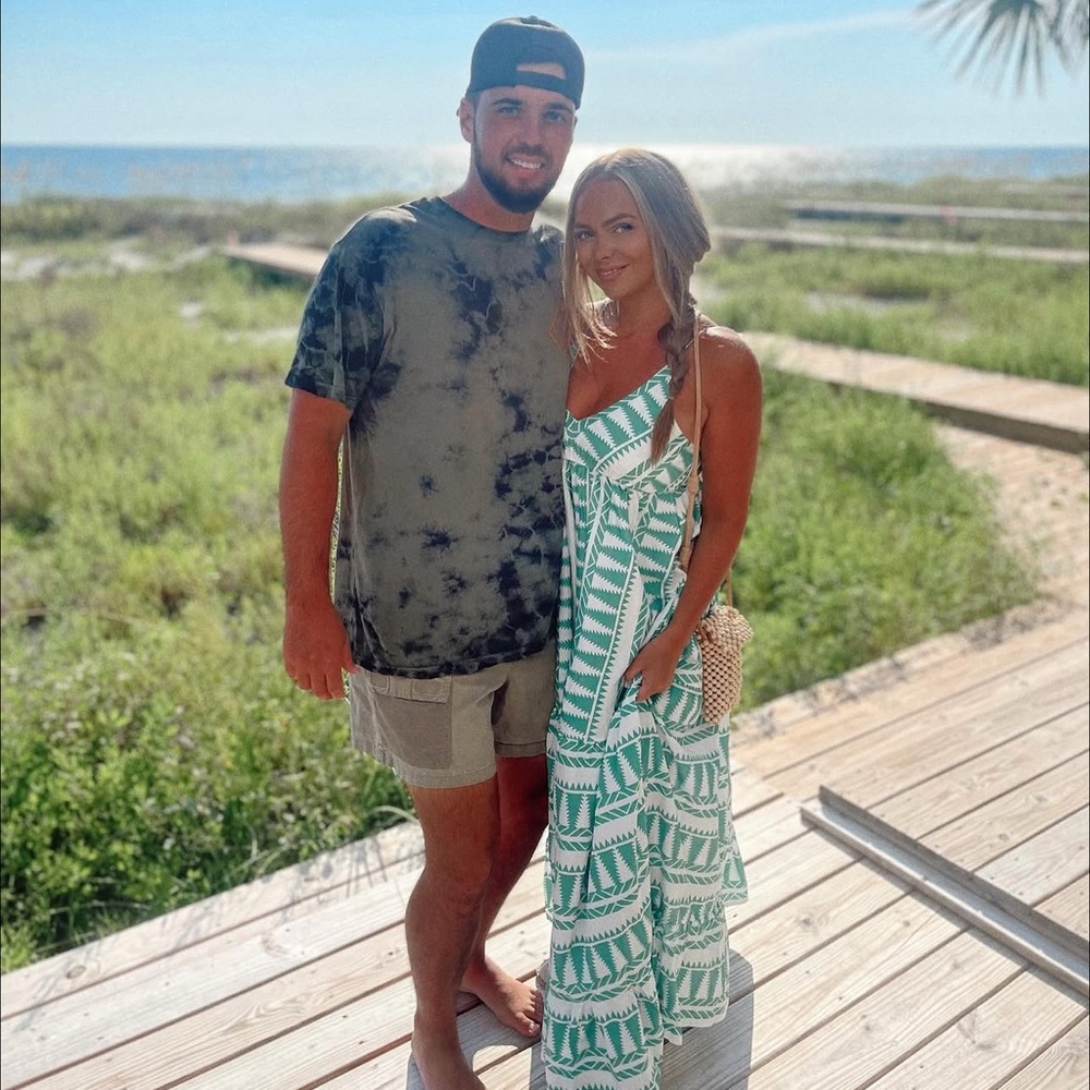 Green and White Patterned Maxi Dress